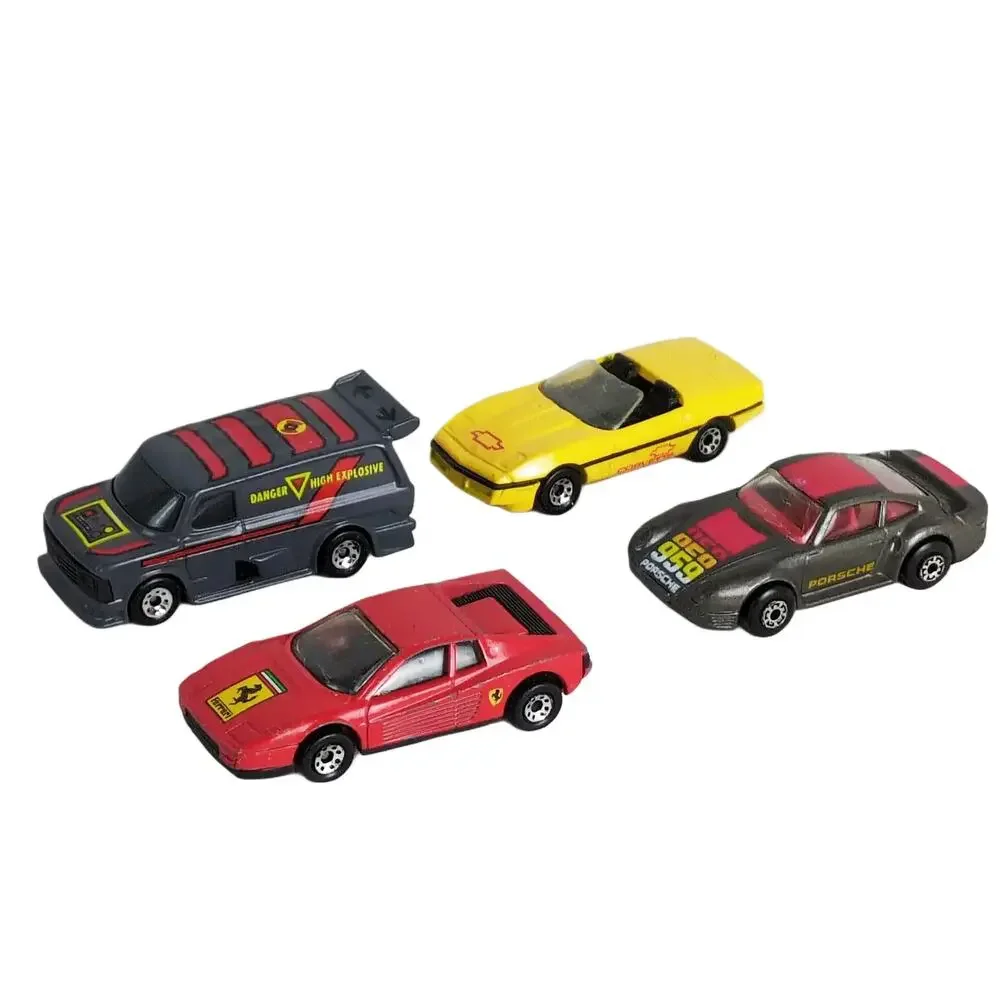 Set of 4 Vintage 1980s‎ Matchbox DieCast Cars Ferrari Corvette Supervan Porsche